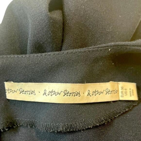 & Other Stories Box Pleat Navy Sheath Dress Exposed Zipper Size 6 Long Sleeve - Picture 7 of 7